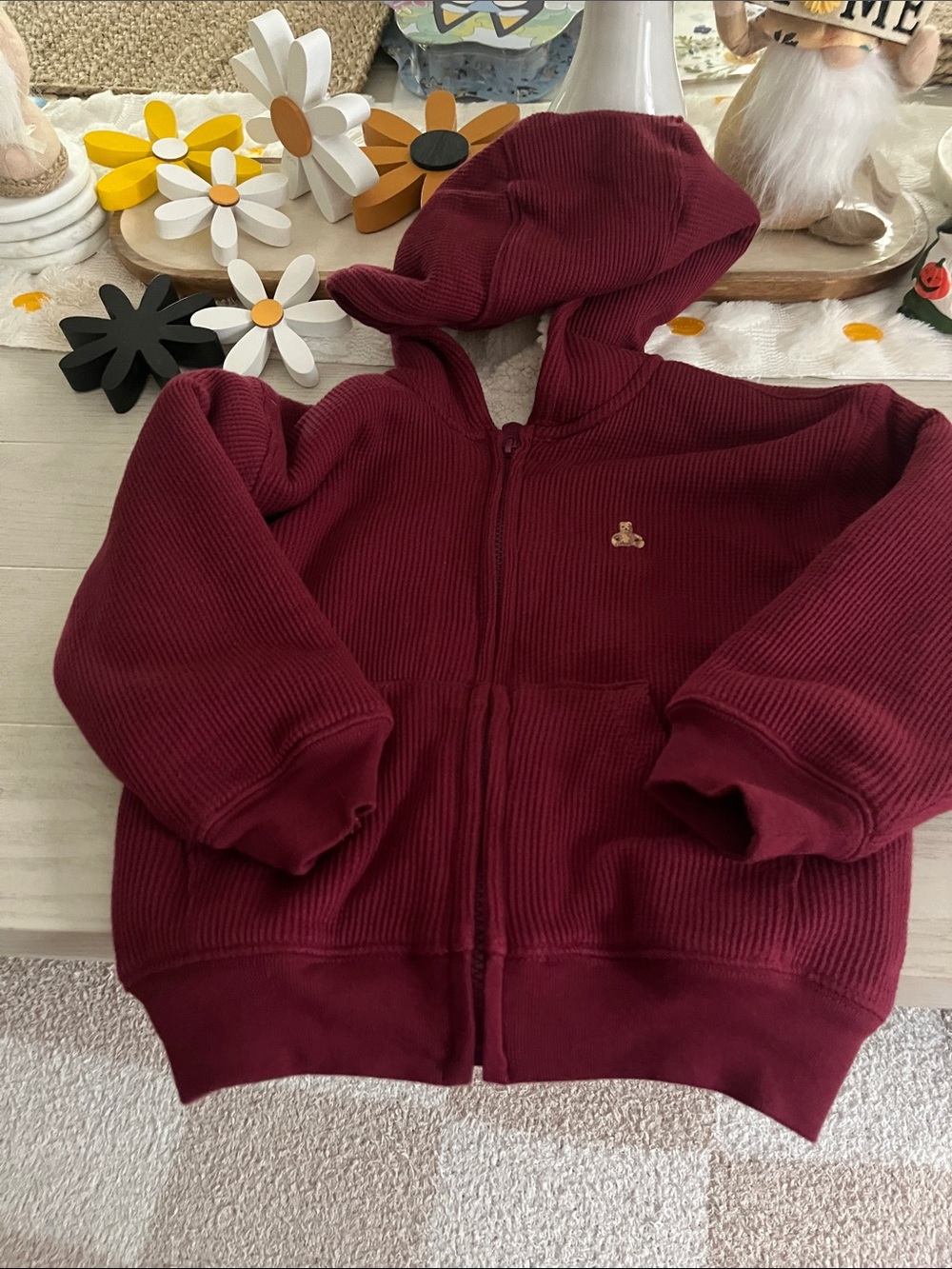 GAP Kids Burgundy Hooded Zip Sweatshirt